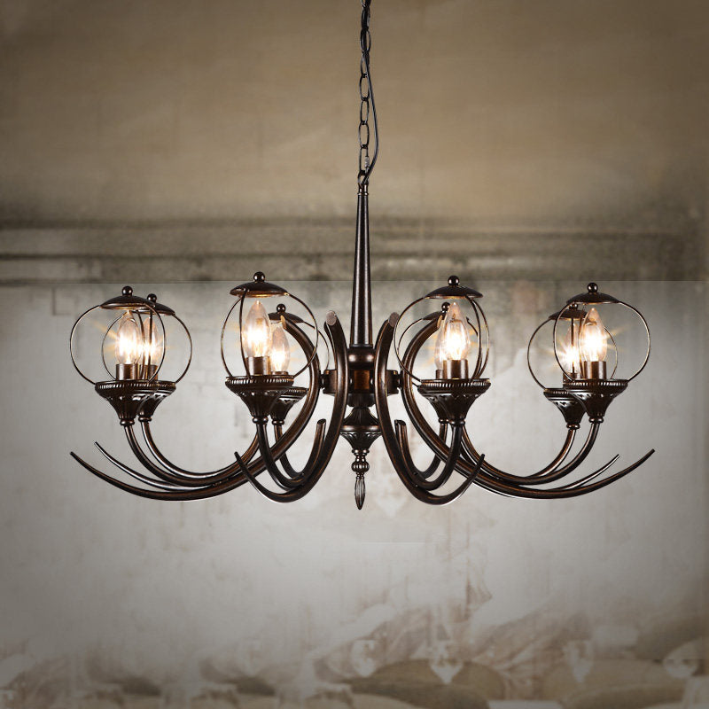 Metal Black Hanging Chandelier Curved Arm 6 Bulbs Traditional Pendant Light Fixture for Restaurant Clearhalo 'Ceiling Lights' 'Chandeliers' Lighting' options 232869