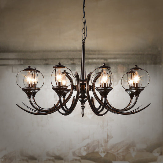 Metal Black Hanging Chandelier Curved Arm 6 Bulbs Traditional Pendant Light Fixture for Restaurant Clearhalo 'Ceiling Lights' 'Chandeliers' Lighting' options 232869