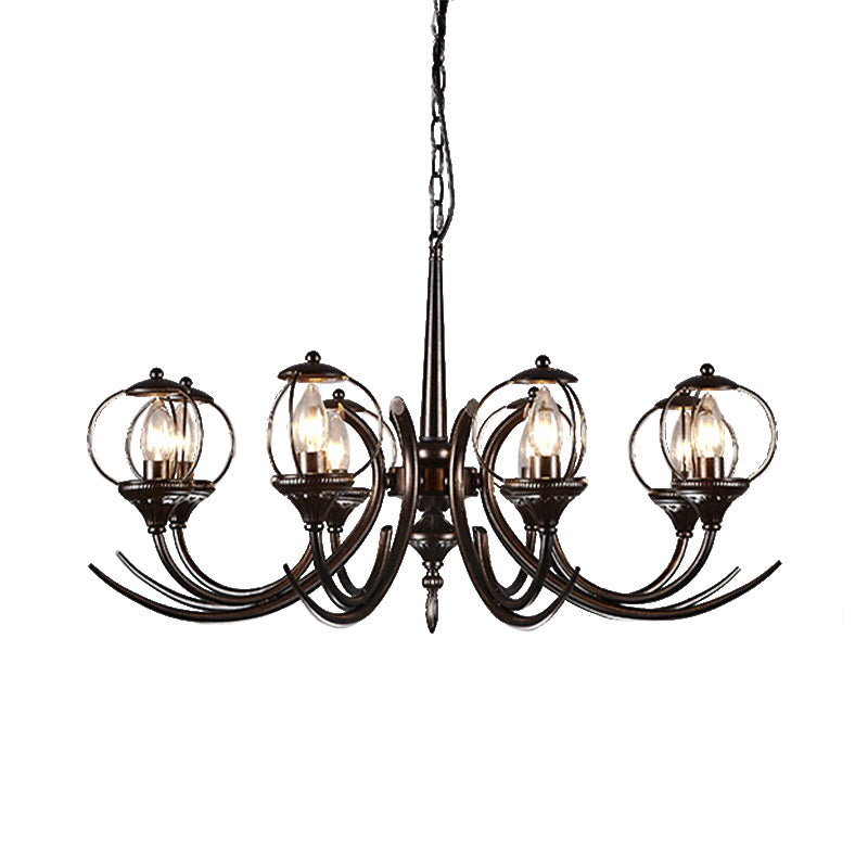 Metal Black Hanging Chandelier Curved Arm 6 Bulbs Traditional Pendant Light Fixture for Restaurant Clearhalo 'Ceiling Lights' 'Chandeliers' Lighting' options 232870