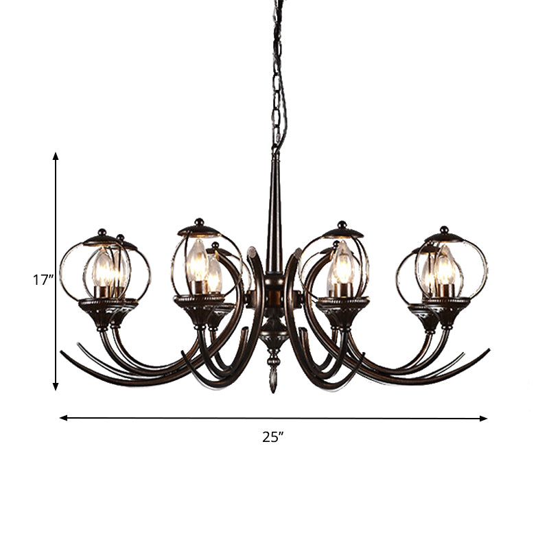 Metal Black Hanging Chandelier Curved Arm 6 Bulbs Traditional Pendant Light Fixture for Restaurant Clearhalo 'Ceiling Lights' 'Chandeliers' Lighting' options 232871