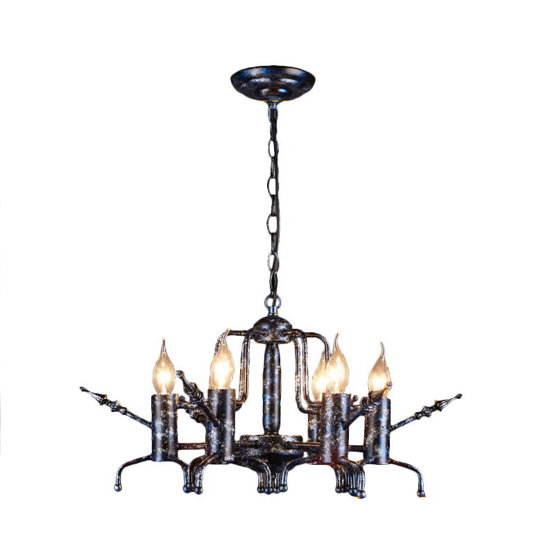 Candle Metal Ceiling Lamp Traditional 6-Head Living Room Chandelier Pendant Light in Black Clearhalo 'Ceiling Lights' 'Chandeliers' Lighting' options 232883
