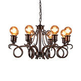 Metal Black Hanging Chandelier Swirled Arm 8-Bulb Traditional Suspension Light for Living Room Clearhalo 'Ceiling Lights' 'Chandeliers' Lighting' options 232911