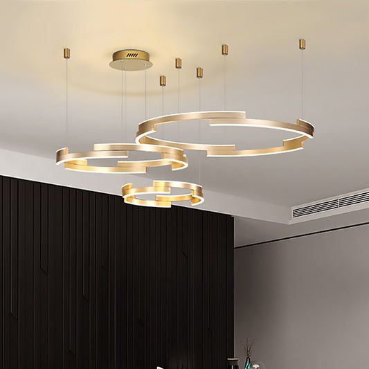 Round Acrylic Chandelier Lamp Contemporary Led Gold Hanging Ceiling Light in White/Warm Light Gold Clearhalo 'Ceiling Lights' 'Chandeliers' 'Modern Chandeliers' 'Modern' Lighting' 232930