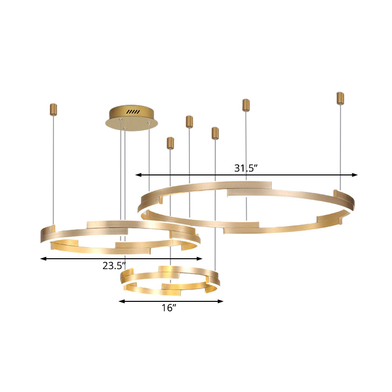 Round Acrylic Chandelier Lamp Contemporary Led Gold Hanging Ceiling Light in White/Warm Light Clearhalo 'Ceiling Lights' 'Chandeliers' 'Modern Chandeliers' 'Modern' Lighting' 232933