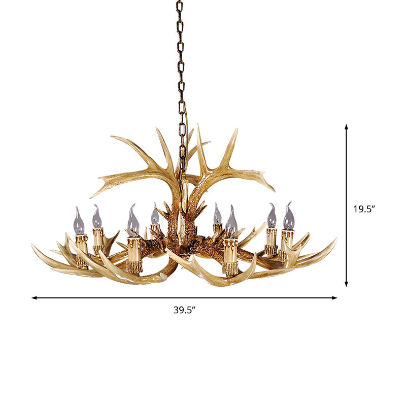Traditional Antler Shaped Hanging Lamp 8 Bulbs Resin Chandelier Light Fixture in Brown Clearhalo 'Ceiling Lights' 'Chandeliers' Lighting' options 232964