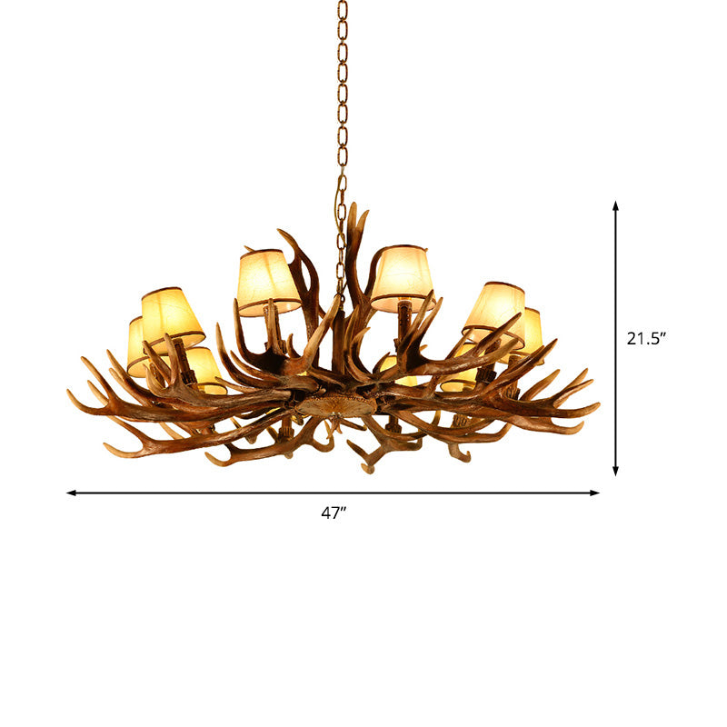 Conical Resin Pendant Lighting Traditional 10-Bulb Dining Room Chandelier Light in Brown Clearhalo 'Ceiling Lights' 'Chandeliers' Lighting' options 232996