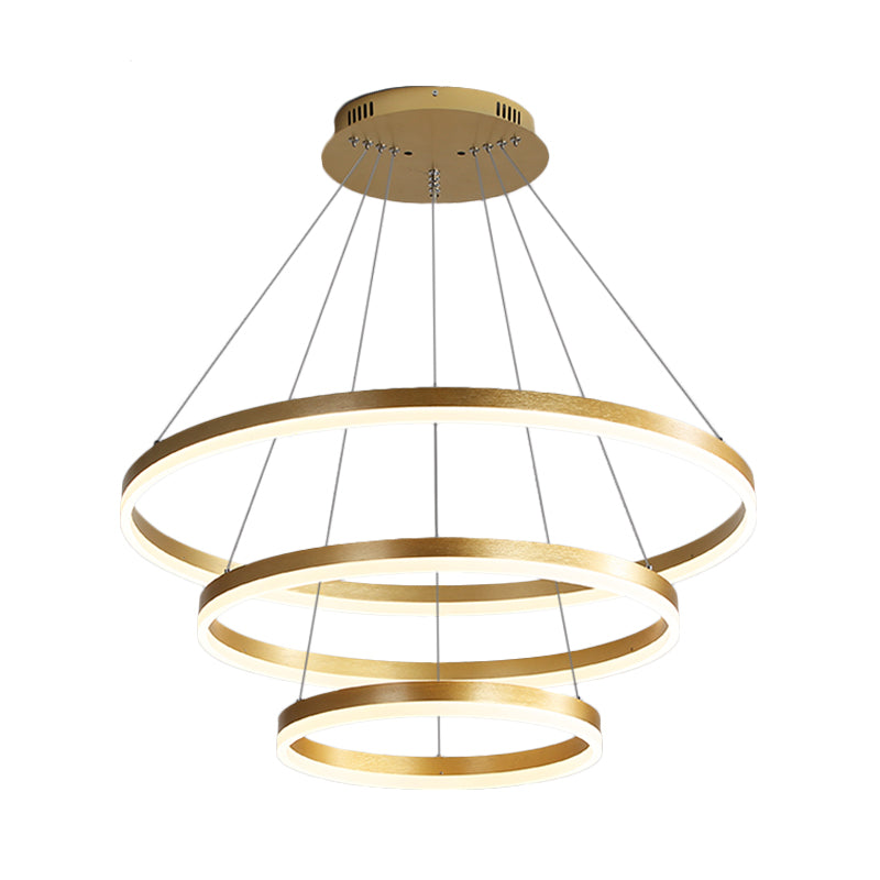 Round Acrylic Chandelier Lighting Modern 3 Lights Gold Led Ceiling Pendant Light in White/Warm Light Clearhalo 'Ceiling Lights' 'Chandeliers' 'Modern Chandeliers' 'Modern' Lighting' 233015