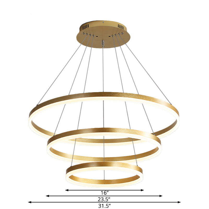 Round Acrylic Chandelier Lighting Modern 3 Lights Gold Led Ceiling Pendant Light in White/Warm Light Clearhalo 'Ceiling Lights' 'Chandeliers' 'Modern Chandeliers' 'Modern' Lighting' 233016