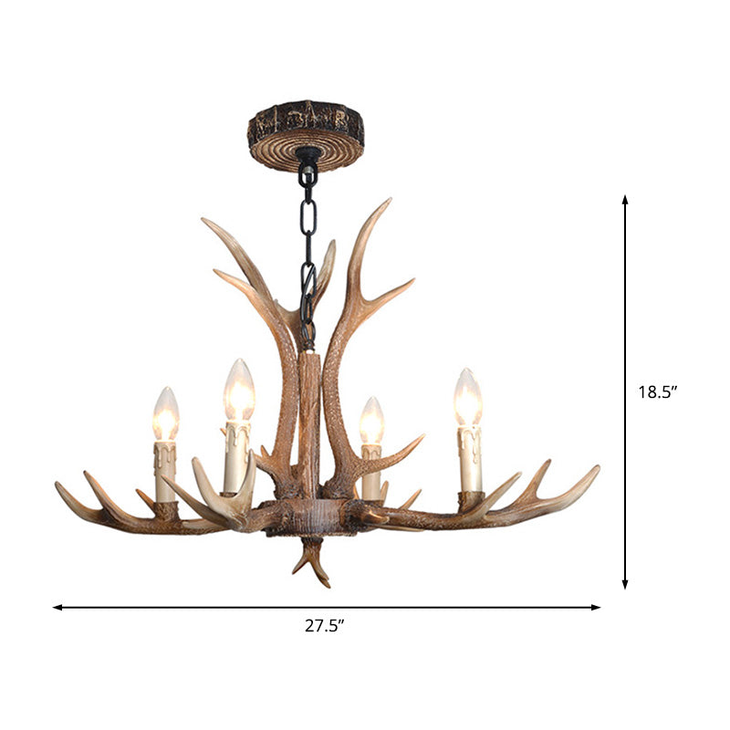 4/6/8 Lights Chandelier Lighting Fixture Rustic Candle Resin Hanging Light in Brown for Living Room Clearhalo 'Ceiling Lights' 'Chandeliers' Lighting' options 233020