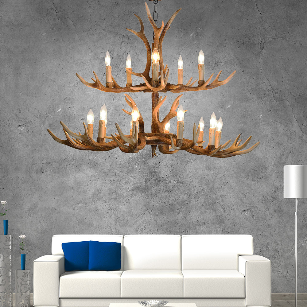 4/6/8 Lights Chandelier Lighting Fixture Rustic Candle Resin Hanging Light in Brown for Living Room Clearhalo 'Ceiling Lights' 'Chandeliers' Lighting' options 233033