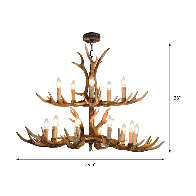 4/6/8 Lights Chandelier Lighting Fixture Rustic Candle Resin Hanging Light in Brown for Living Room Clearhalo 'Ceiling Lights' 'Chandeliers' Lighting' options 233036