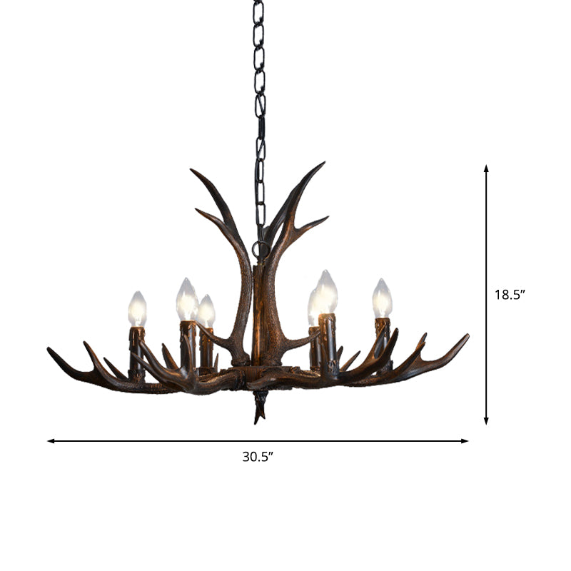 Candelabra Dining Room Hanging Lamp Traditional Resin 4/6/8 Bulbs Black Chandelier Pendant Light with Deer Antler Clearhalo 'Ceiling Lights' 'Chandeliers' Lighting' options 233044