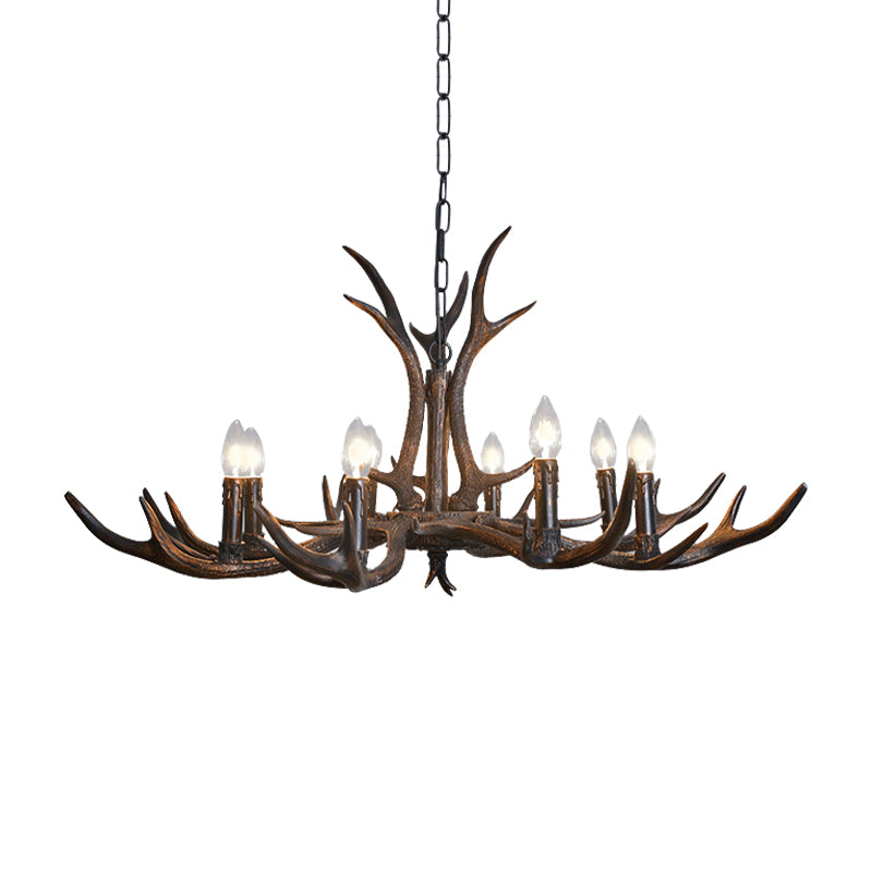 Candelabra Dining Room Hanging Lamp Traditional Resin 4/6/8 Bulbs Black Chandelier Pendant Light with Deer Antler Clearhalo 'Ceiling Lights' 'Chandeliers' Lighting' options 233047