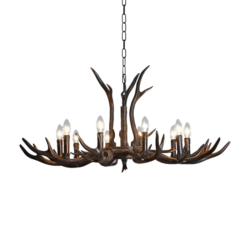 Candelabra Dining Room Hanging Lamp Traditional Resin 4/6/8 Bulbs Black Chandelier Pendant Light with Deer Antler Clearhalo 'Ceiling Lights' 'Chandeliers' Lighting' options 233051