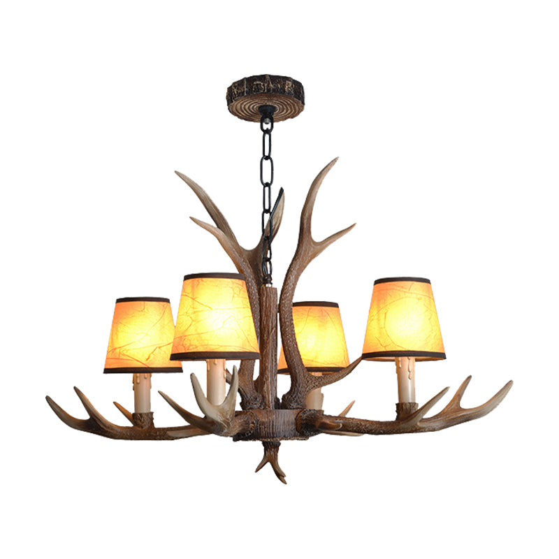 Brown Conical Shade Pendant Chandelier Rural Resin 4/6/8 Heads Dining Room Hanging Ceiling Light Clearhalo 'Ceiling Lights' 'Chandeliers' Lighting' options 233060