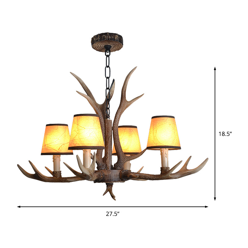 Brown Conical Shade Pendant Chandelier Rural Resin 4/6/8 Heads Dining Room Hanging Ceiling Light Clearhalo 'Ceiling Lights' 'Chandeliers' Lighting' options 233061