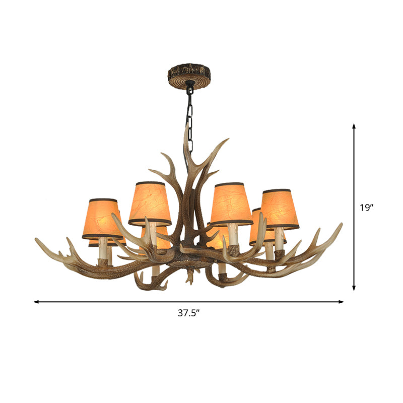 Brown Conical Shade Pendant Chandelier Rural Resin 4/6/8 Heads Dining Room Hanging Ceiling Light Clearhalo 'Ceiling Lights' 'Chandeliers' Lighting' options 233069