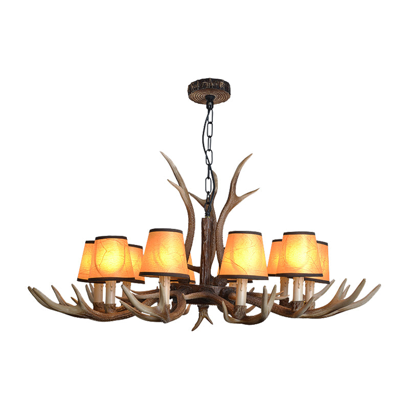 Brown Conical Shade Pendant Chandelier Rural Resin 4/6/8 Heads Dining Room Hanging Ceiling Light Clearhalo 'Ceiling Lights' 'Chandeliers' Lighting' options 233072