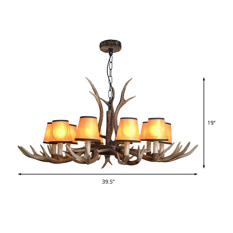 Brown Conical Shade Pendant Chandelier Rural Resin 4/6/8 Heads Dining Room Hanging Ceiling Light Clearhalo 'Ceiling Lights' 'Chandeliers' Lighting' options 233073