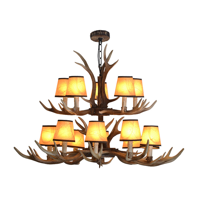 Brown Conical Shade Pendant Chandelier Rural Resin 4/6/8 Heads Dining Room Hanging Ceiling Light Clearhalo 'Ceiling Lights' 'Chandeliers' Lighting' options 233076