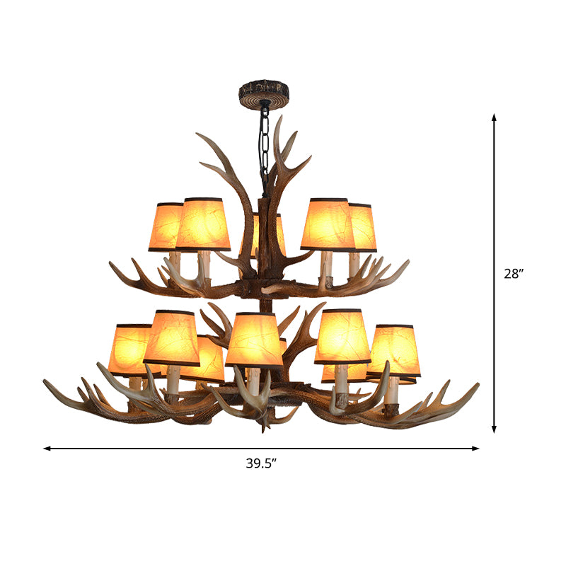 Brown Conical Shade Pendant Chandelier Rural Resin 4/6/8 Heads Dining Room Hanging Ceiling Light Clearhalo 'Ceiling Lights' 'Chandeliers' Lighting' options 233077