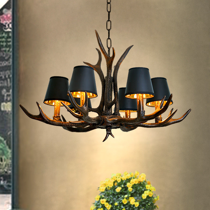 Resin Black Hanging Chandelier Tapered 4/6/8 Bulbs Traditional Pendant Light Fixture for Restaurant Clearhalo 'Ceiling Lights' 'Chandeliers' Lighting' options 233078