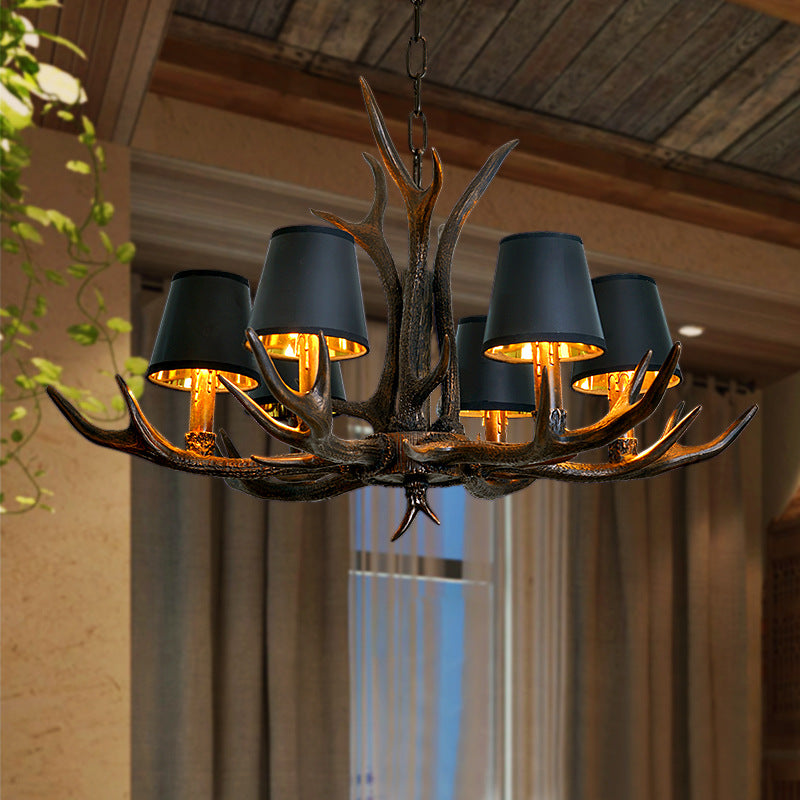 Resin Black Hanging Chandelier Tapered 4/6/8 Bulbs Traditional Pendant Light Fixture for Restaurant Clearhalo 'Ceiling Lights' 'Chandeliers' Lighting' options 233079