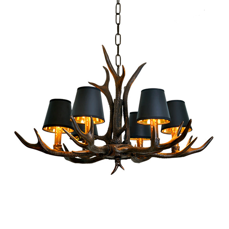 Resin Black Hanging Chandelier Tapered 4/6/8 Bulbs Traditional Pendant Light Fixture for Restaurant Clearhalo 'Ceiling Lights' 'Chandeliers' Lighting' options 233080