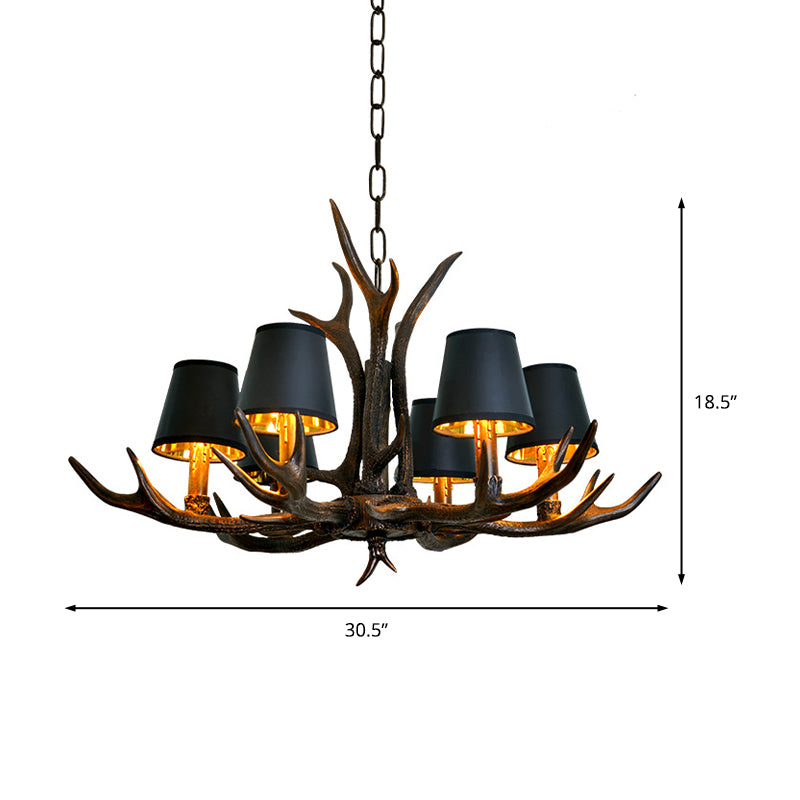 Resin Black Hanging Chandelier Tapered 4/6/8 Bulbs Traditional Pendant Light Fixture for Restaurant Clearhalo 'Ceiling Lights' 'Chandeliers' Lighting' options 233081