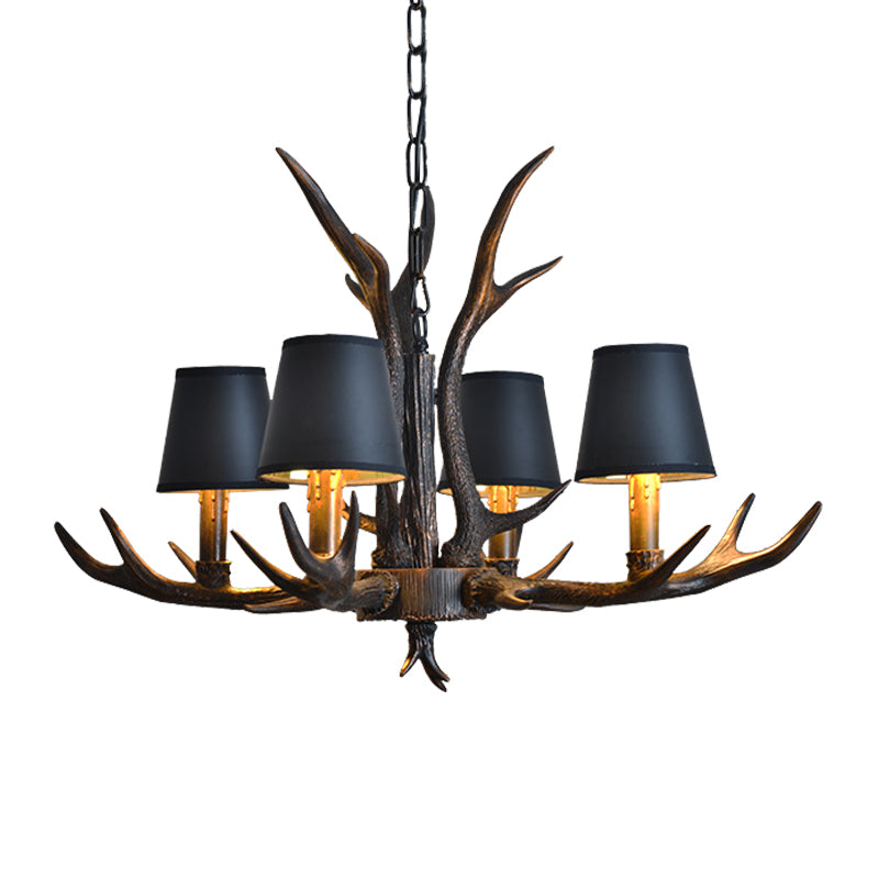 Resin Black Hanging Chandelier Tapered 4/6/8 Bulbs Traditional Pendant Light Fixture for Restaurant Clearhalo 'Ceiling Lights' 'Chandeliers' Lighting' options 233083