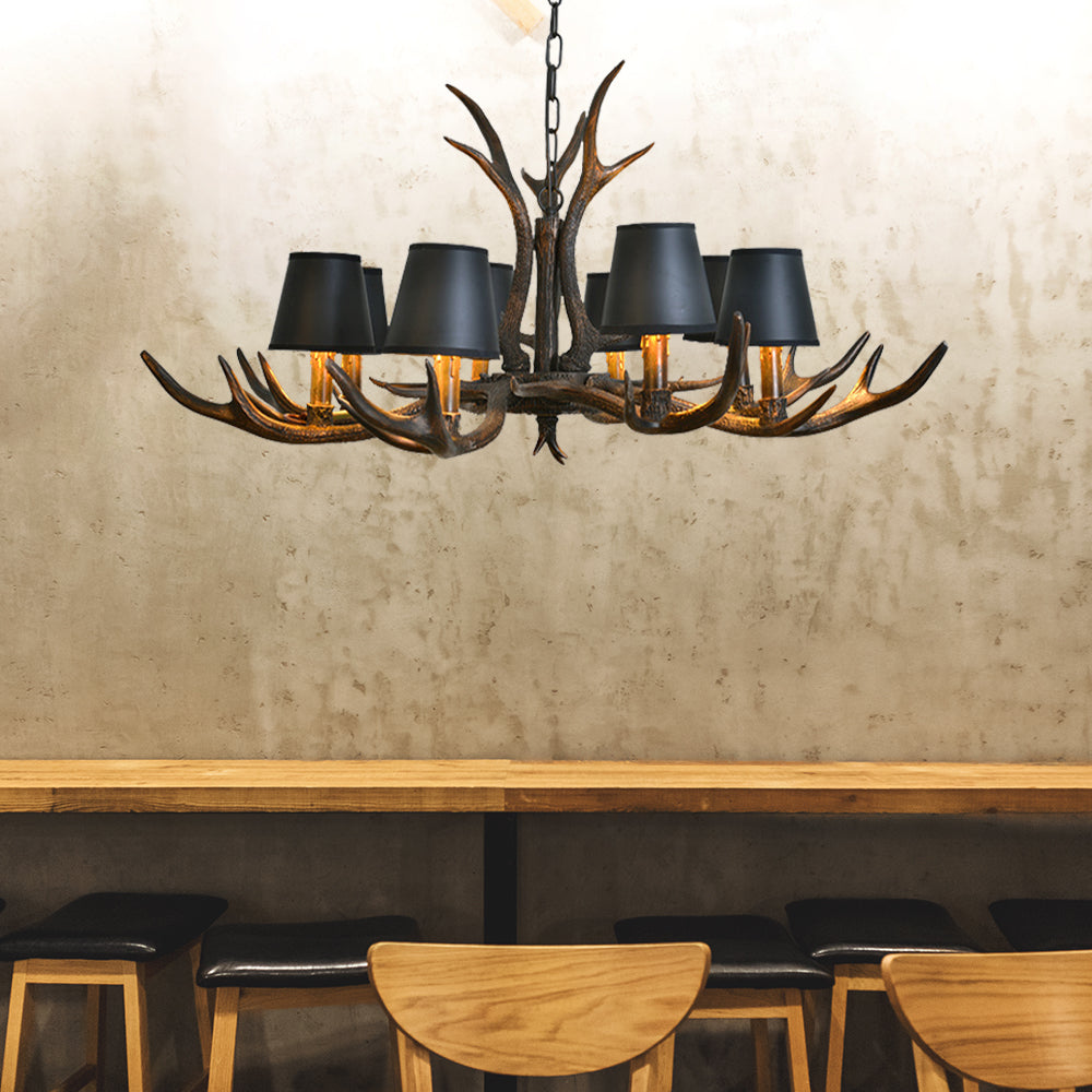 Resin Black Hanging Chandelier Tapered 4/6/8 Bulbs Traditional Pendant Light Fixture for Restaurant Clearhalo 'Ceiling Lights' 'Chandeliers' Lighting' options 233085