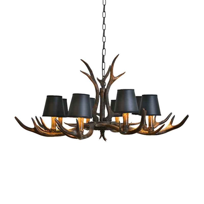 Resin Black Hanging Chandelier Tapered 4/6/8 Bulbs Traditional Pendant Light Fixture for Restaurant Clearhalo 'Ceiling Lights' 'Chandeliers' Lighting' options 233087