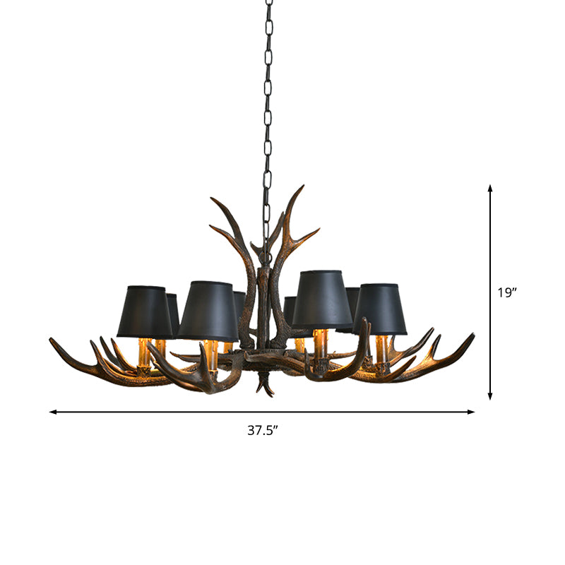 Resin Black Hanging Chandelier Tapered 4/6/8 Bulbs Traditional Pendant Light Fixture for Restaurant Clearhalo 'Ceiling Lights' 'Chandeliers' Lighting' options 233088