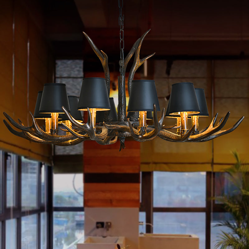 Resin Black Hanging Chandelier Tapered 4/6/8 Bulbs Traditional Pendant Light Fixture for Restaurant 10 Black Clearhalo 'Ceiling Lights' 'Chandeliers' Lighting' options 233089_500e10e9-8ad3-4a7a-8623-86d521f0ed5c