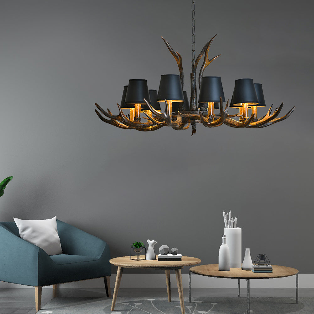 Resin Black Hanging Chandelier Tapered 4/6/8 Bulbs Traditional Pendant Light Fixture for Restaurant Clearhalo 'Ceiling Lights' 'Chandeliers' Lighting' options 233090