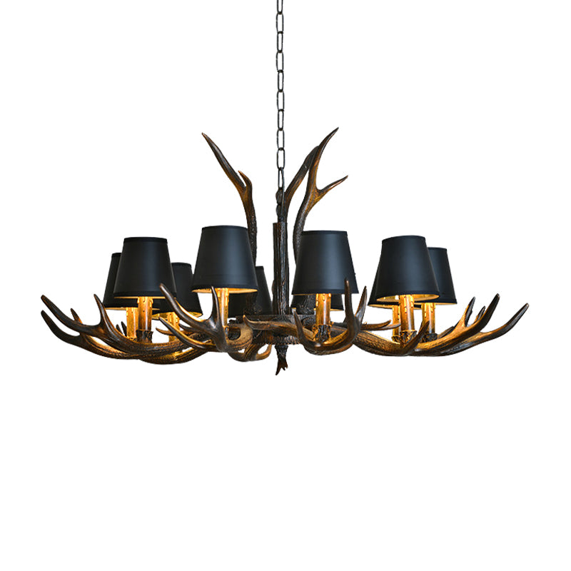 Resin Black Hanging Chandelier Tapered 4/6/8 Bulbs Traditional Pendant Light Fixture for Restaurant Clearhalo 'Ceiling Lights' 'Chandeliers' Lighting' options 233092