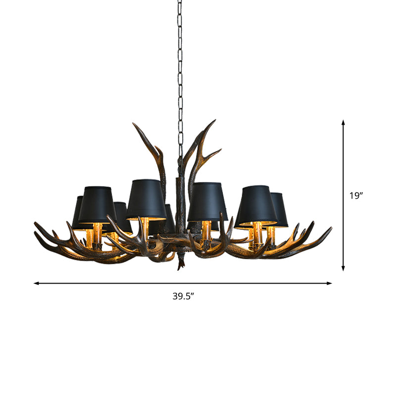 Resin Black Hanging Chandelier Tapered 4/6/8 Bulbs Traditional Pendant Light Fixture for Restaurant Clearhalo 'Ceiling Lights' 'Chandeliers' Lighting' options 233093