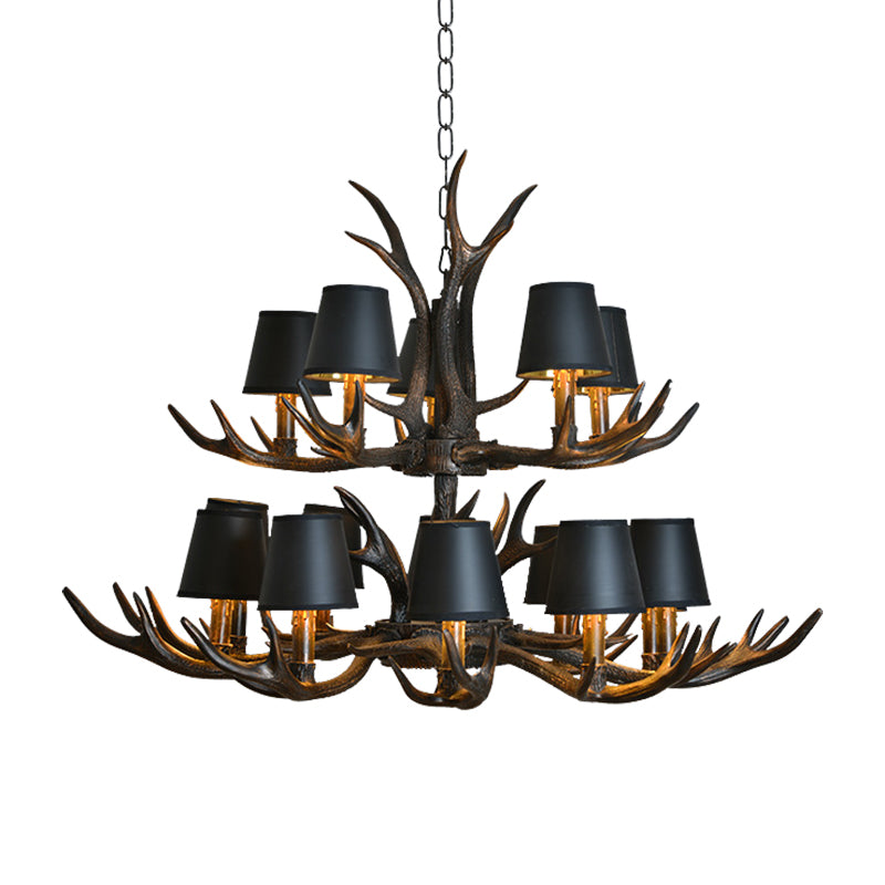 Resin Black Hanging Chandelier Tapered 4/6/8 Bulbs Traditional Pendant Light Fixture for Restaurant Clearhalo 'Ceiling Lights' 'Chandeliers' Lighting' options 233096