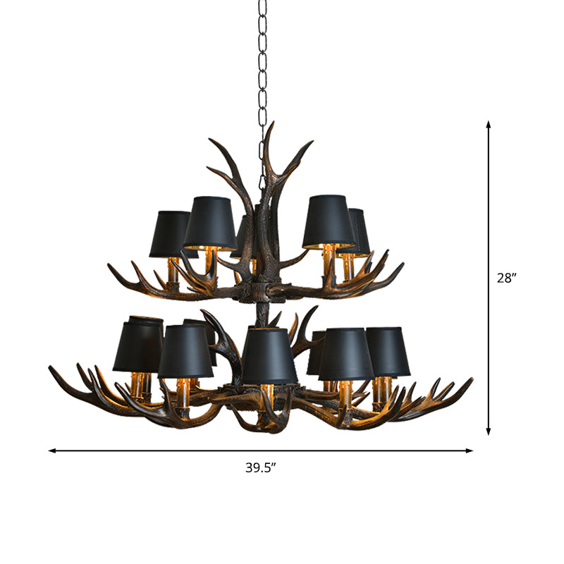 Resin Black Hanging Chandelier Tapered 4/6/8 Bulbs Traditional Pendant Light Fixture for Restaurant Clearhalo 'Ceiling Lights' 'Chandeliers' Lighting' options 233097