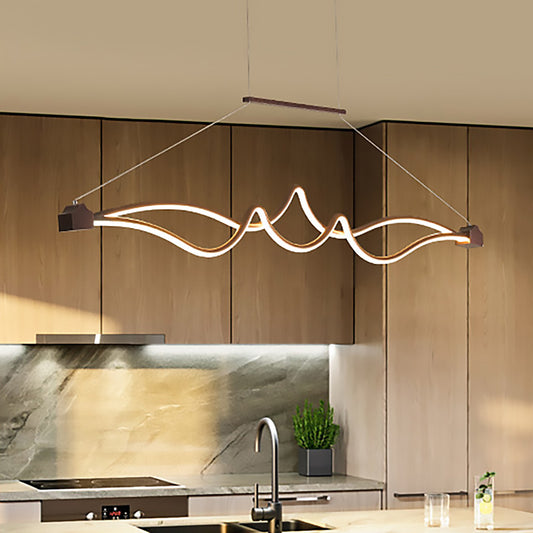 Spiral Acrylic Pendant Chandelier Modernist Led Black Hanging Ceiling Lamp for Dining Room in White/Warm/Natural Light Clearhalo 'Ceiling Lights' 'Chandeliers' 'Modern Chandeliers' 'Modern' Lighting' 233100