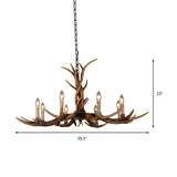 Countryside Faux Antler Hanging Pendant 6/8/10 Lights Resin Ceiling Chandelier in Brown for Living Room Clearhalo 'Ceiling Lights' 'Chandeliers' Lighting' options 233111