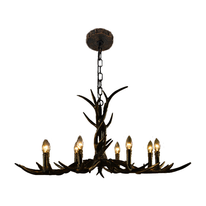 6/8/10-Light Chandelier Light Rustic Study Suspension Pendant with Resin Antler in Brass Clearhalo 'Ceiling Lights' 'Chandeliers' Lighting' options 233130