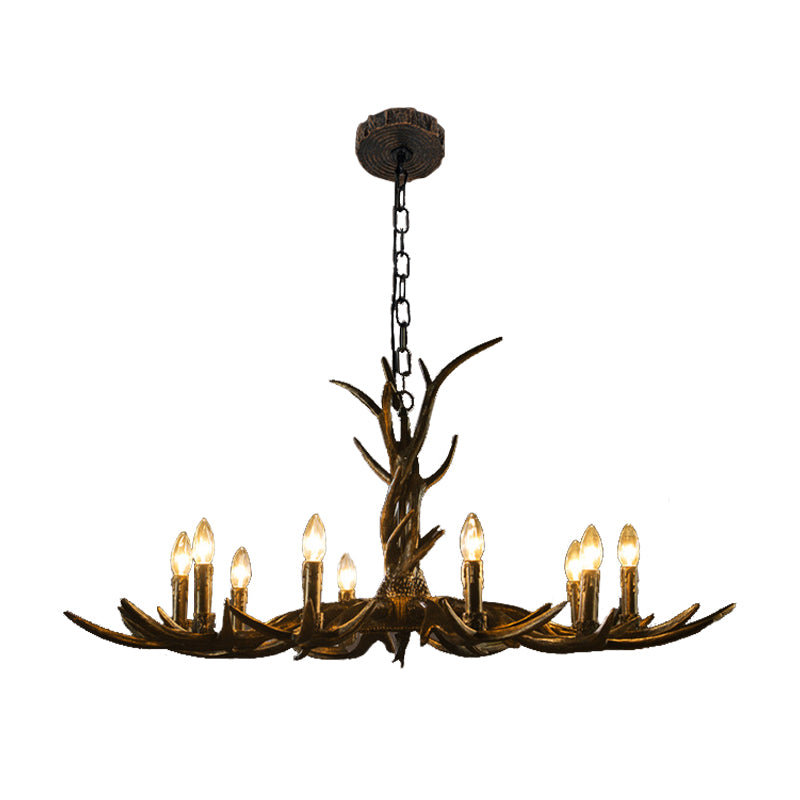 6/8/10-Light Chandelier Light Rustic Study Suspension Pendant with Resin Antler in Brass Clearhalo 'Ceiling Lights' 'Chandeliers' Lighting' options 233134