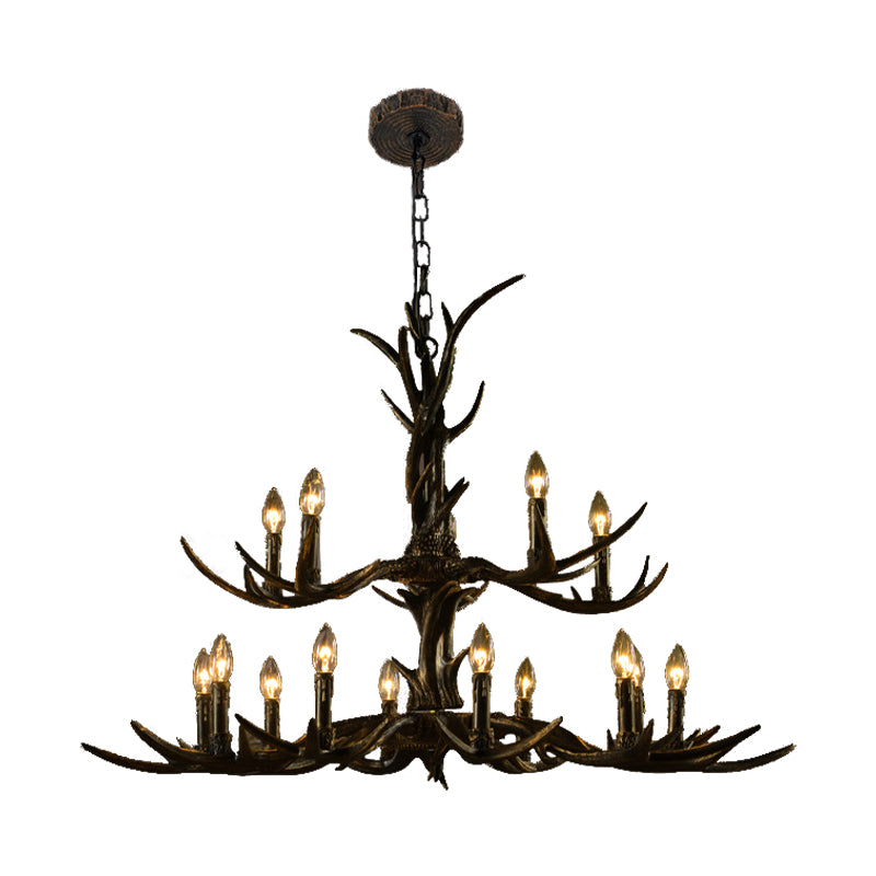 6/8/10-Light Chandelier Light Rustic Study Suspension Pendant with Resin Antler in Brass Clearhalo 'Ceiling Lights' 'Chandeliers' Lighting' options 233138