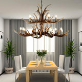 Resin Candelabra Chandelier Lamp Farmhouse 6/10/15-Head Bedroom Pendant Ceiling Light in Brown Clearhalo 'Ceiling Lights' 'Chandeliers' Lighting' options 233167