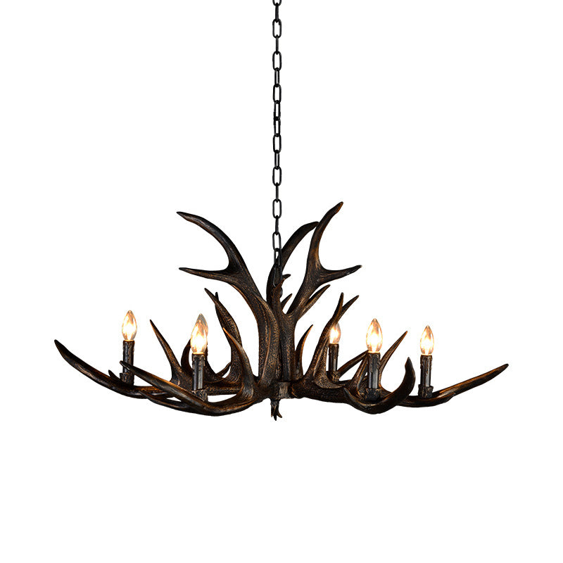 Traditional Candle Hanging Lamp 6/10/15 Bulbs Resin Chandelier Light Fixture in Black for Store Clearhalo 'Ceiling Lights' 'Chandeliers' Lighting' options 233172