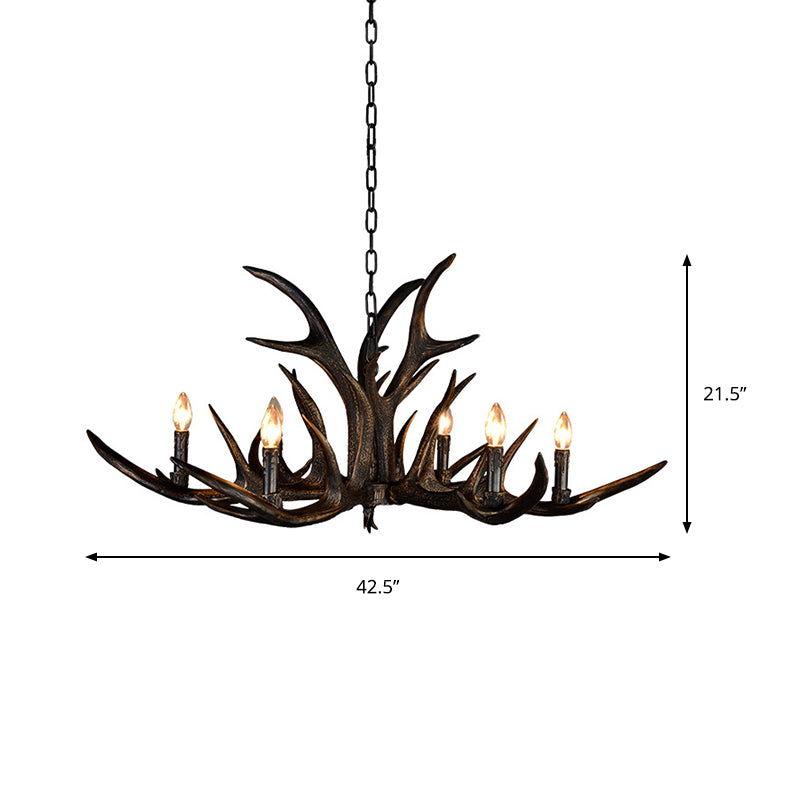 Traditional Candle Hanging Lamp 6/10/15 Bulbs Resin Chandelier Light Fixture in Black for Store Clearhalo 'Ceiling Lights' 'Chandeliers' Lighting' options 233173