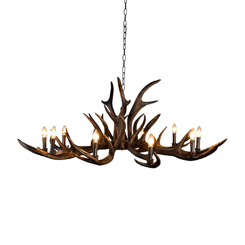 Traditional Candle Hanging Lamp 6/10/15 Bulbs Resin Chandelier Light Fixture in Black for Store Clearhalo 'Ceiling Lights' 'Chandeliers' Lighting' options 233176