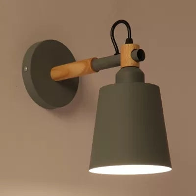 One Light Bucket Wall Light Rotatable Nordic Style Metal Sconce Light for Living Room Green Clearhalo 'Wall Lamps & Sconces' 'Wall Lights' Lighting' 23318