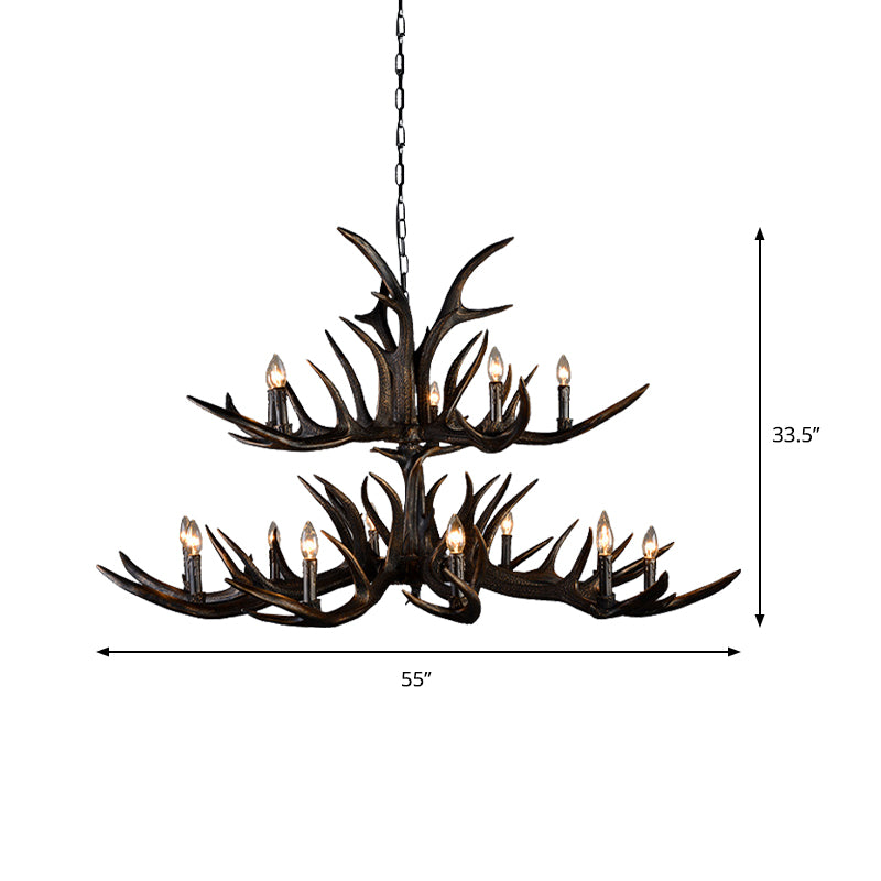 Traditional Candle Hanging Lamp 6/10/15 Bulbs Resin Chandelier Light Fixture in Black for Store Clearhalo 'Ceiling Lights' 'Chandeliers' Lighting' options 233181